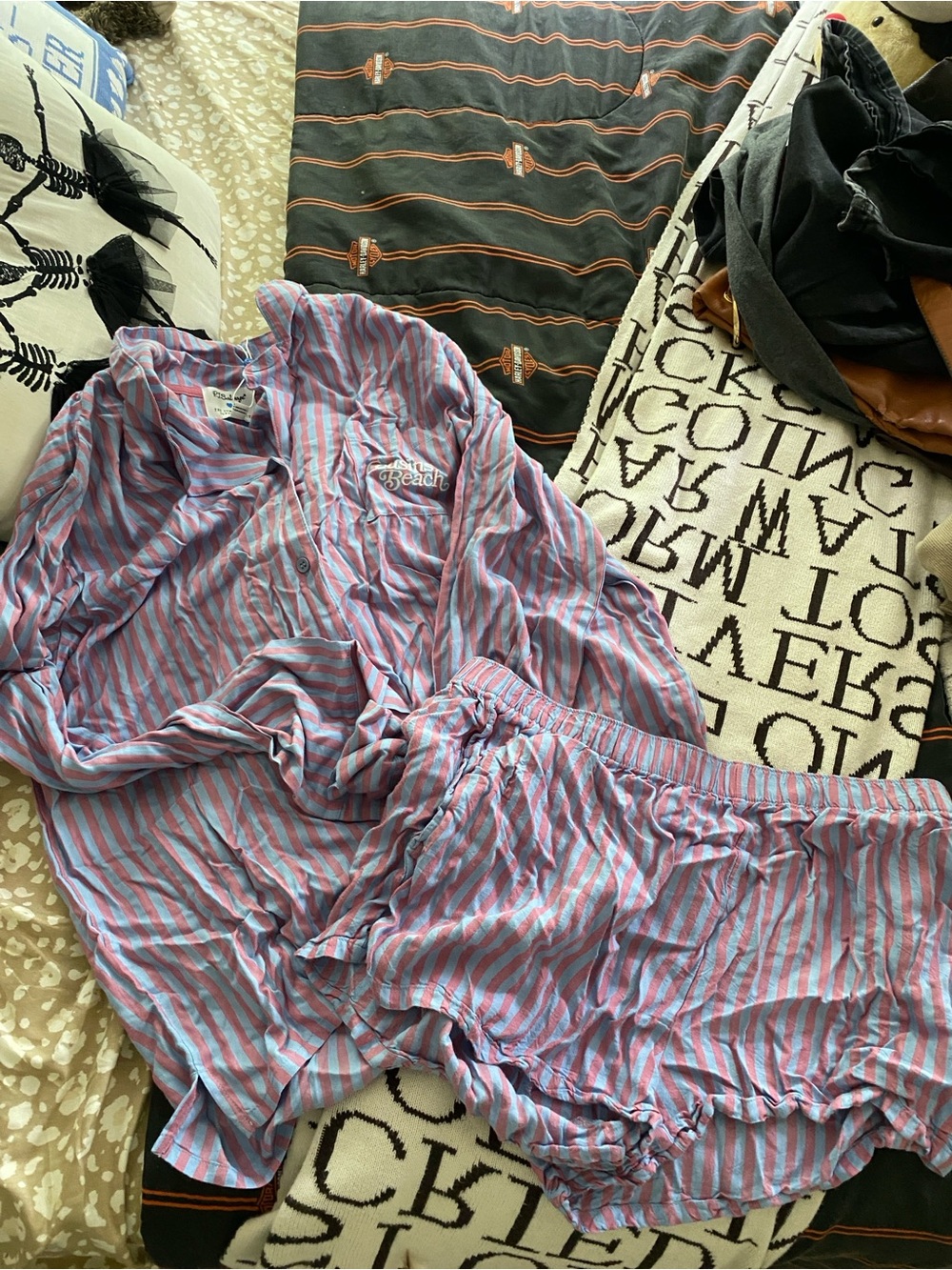 P.J. Salvage Pink and Light Blue Striped Button-Up Shirt
